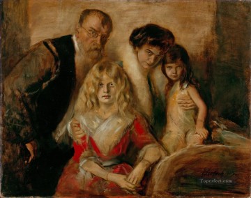  Wife Painting - Franz von Lenbach with Wife and Daughters